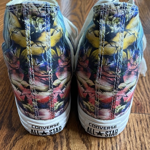 Hawaiian floral Converse All Stars Lux, hidden wedge sneakers, size 7.5. - Picture 2 of 14